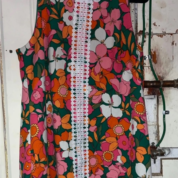 Retro Floral Eliza J shift dress - Pink, Orange, green - Picture 9 of 10
